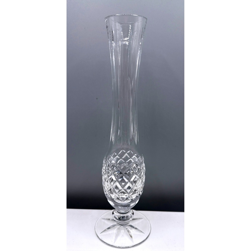 Waterford Crystal Lismore Bud Vase 9 Inch Cut Glass Flower Vase Signed Ireland